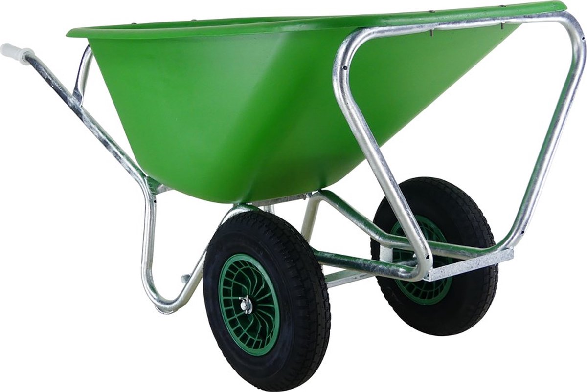 Fort Kruiwagen Fort F&S 165 Liter Groen HDPE bak Met Verzinkt Onderstel En 2-wielen