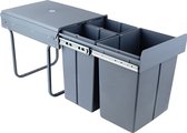 Prullenbak encastrable 4cookz ® 3 compartiments tri des déchets - 40 litres - 34 cm