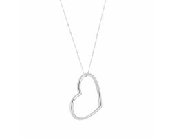 Bijoutheek Collier Open Hart Groot Zilver