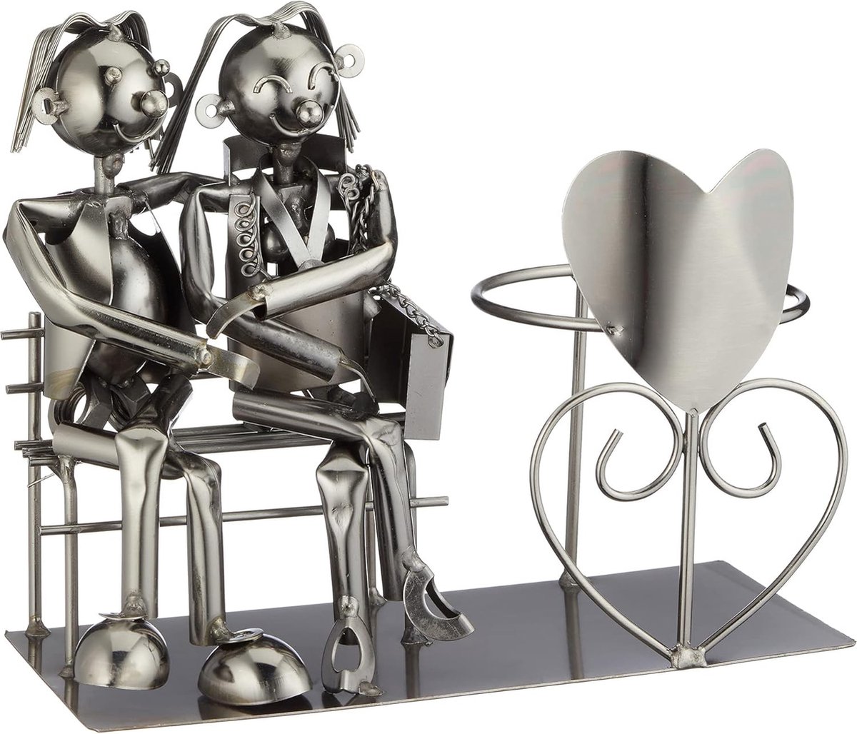 Flessenhouder bruidspaar metalen liefdespaar huwelijkscadeau voor flessen grootte ca. 19,5 cm
