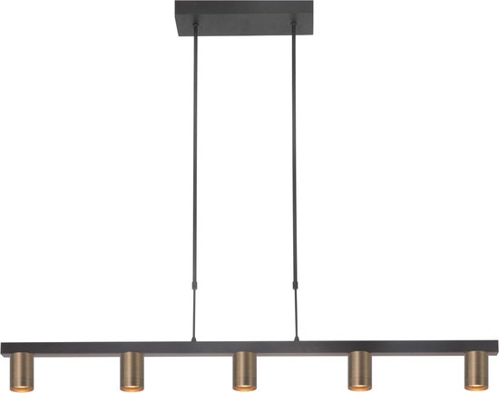 Highlight Hanglamp Perugia koker 5 lichts brons