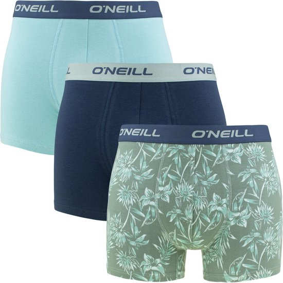 O'Neill - 3 Pack Boxershorts - Maat M - Leaves & Plain - 95% Katoen - Zomer - Vakantie