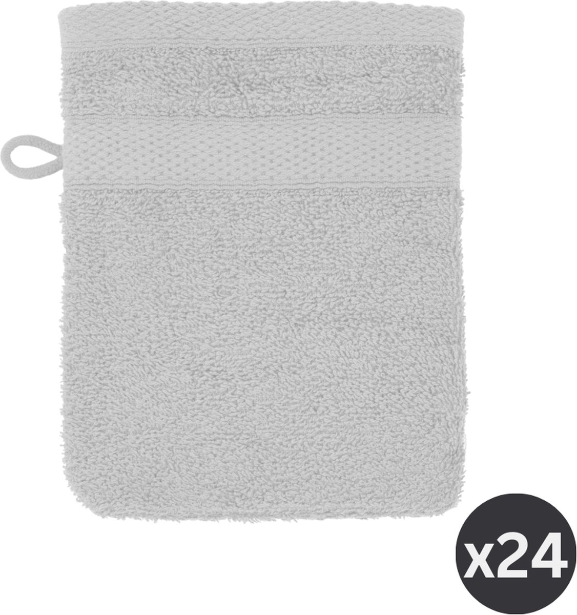TISECO HOME STUDIO - Washand RIVA - SET/24 - 100% katoen - 450 g/m² - met ophanglus - 100% katoen - superzacht en zeer absorberend - 15x21 cm - Lichtgrijs