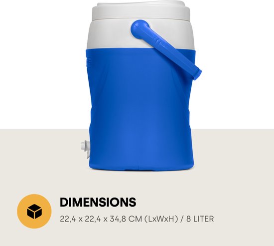 Pinnacle Platino 2 Gallon - Geïsoleerde Drankdispenser / Drankkoeler met kraantje - 8 Liter - Blauw van Pinnacle. — afbeelding 4