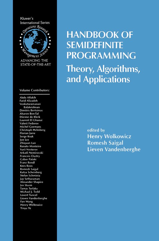 Handbook of Semidefinite Programming - cover
