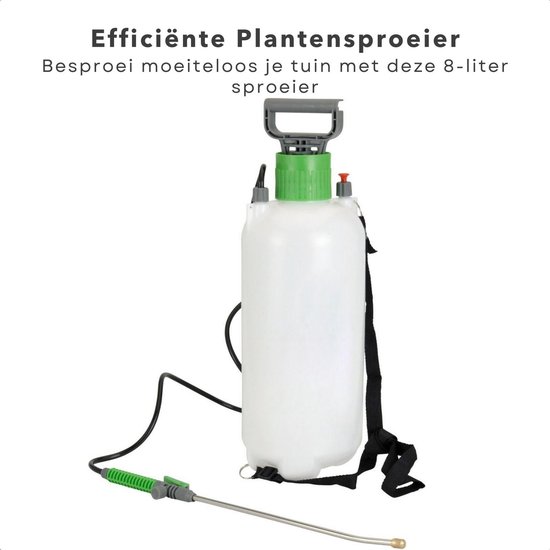 Hogedruk Plantensproeier met Pomp - 8 Liter - Verstelbaar Mondstuk - Draagriem - Drukspuit - Plantenspuit - Verstuiver - Druksproeier - Sproeilans - Vergrendelbare Trekker - Draagriem - Tuin Besproeien - Onkruid Verdelgen van Merkloos	 — afbeelding 4