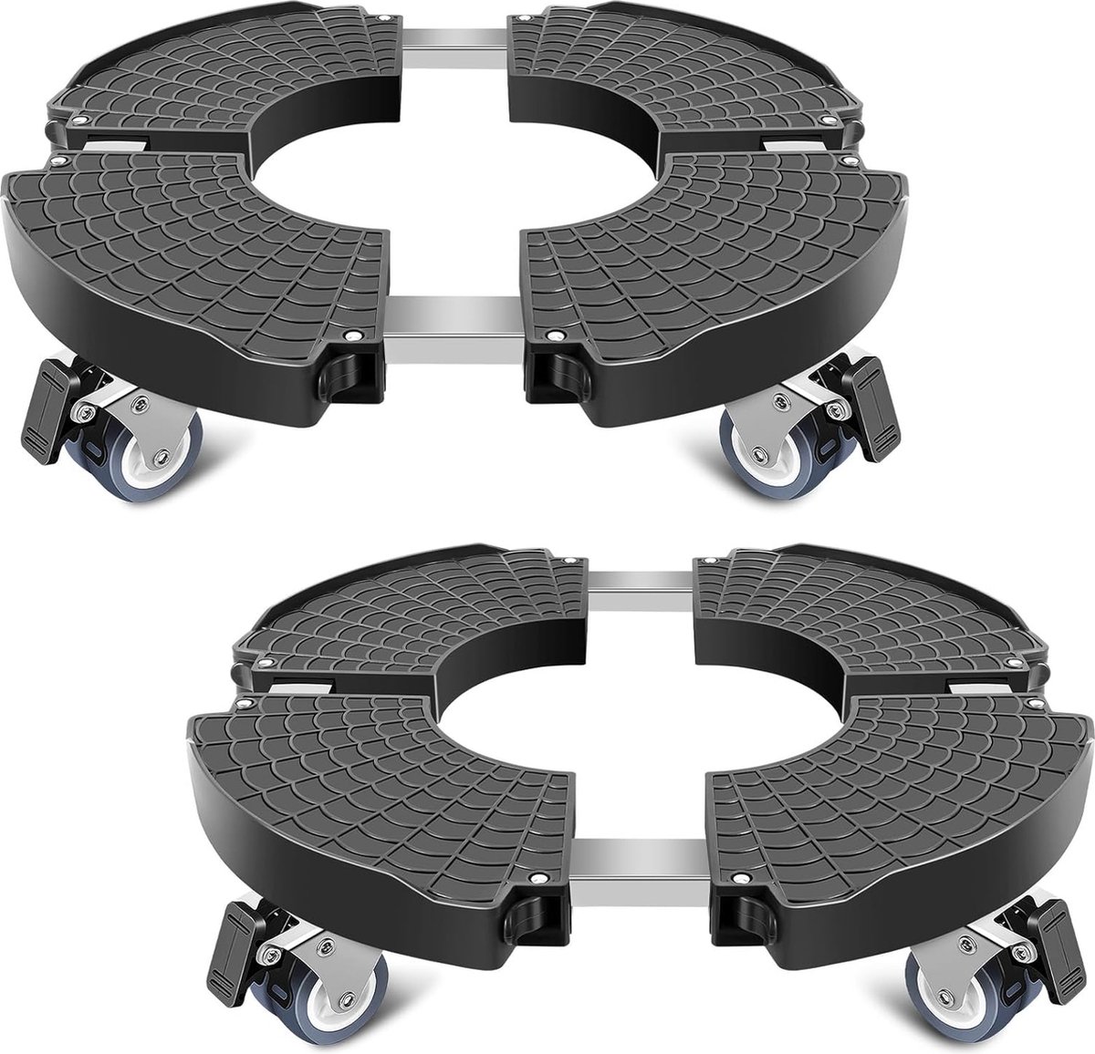 Plantenroller, diameter 35-48 cm, rolplank planten tot 150 kg, bloempotonderzetter, grote plantenpot voor buiten, parasolstandaard, vuilnisemmer, regenton, watervat, wijnrek