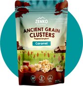 Grappes de céréales anciennes ZENKO - Caramel (12x35g) | Vegan, sans gluten, 10% de protéines | Collation saine | Beter que le pop-corn !