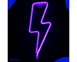 foto van Neon Lamp - Bliksem Paars - Incl. 3 Batterijen - Neon Verlichting - Neon Led Lamp - Neon Wandlamp