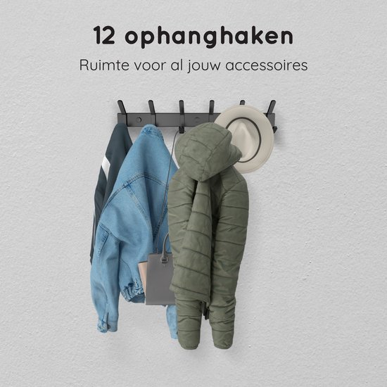 VOLCAN - Porte-Manteau Mural Industriel en Acier Inoxydable - Look Moderne - Tape 3M - Zwart