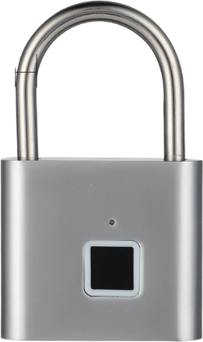 Vingerafdruk hangslot - USB oplaadbaar - Zilver - Multi inzetbaar elektronisch slot -Hangslot instelbaar met 10 vingerafdrukken - met waterdichte functie