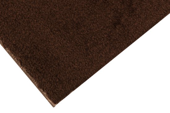 Tapiso Tapis câlin à poils longs marron antidérapant pour salon - 80 x 150 cm