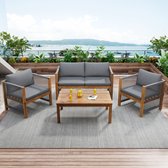 Tuinmeubelen Loungeset - met comfortabele kussens / zitgroep / - inclusief dubbele bank / 2 fauteuils / 1 bijzettafel - buitenterrasmeubelset - grijs