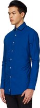OppoSuits Navy Royale Shirt - Heren Overhemd - Casual Effen Gekleurd - Blauw - Maat EU 35/36