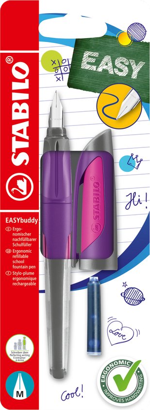 STABILO EASYbuddy - Ergonomische Vulpen - Paars/Magenta - Standaard M Punt Voor Rechtshandigen
