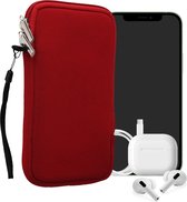 kwmobile telefoontasje universeel geschikt voor XXL - 7" smartphones - 17,7 x 8,5 cm - Hoesje met rits en polslusje -In rood -