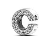 Zilveren Bedel C | Letter | Alfabet | ABC | Sieraden | Moederdag Cadeau | Past op alle bekende merken Armbanden | 925 Zilver Armband | Romystones