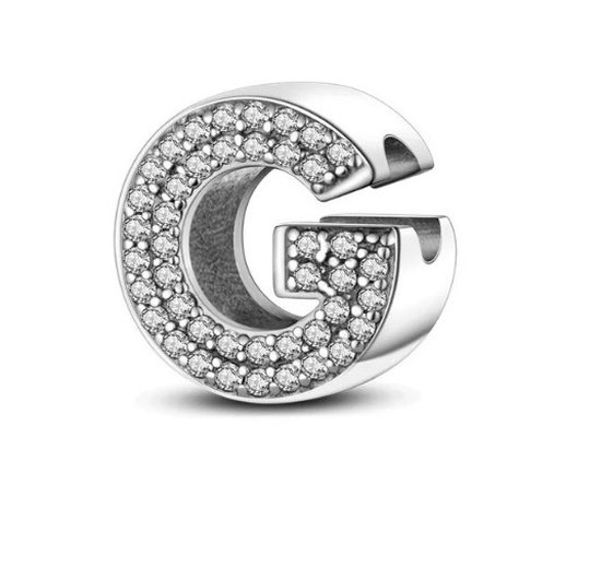 Zilveren Bedel G | Letter | Alfabet | ABC | Sieraden | Moederdag Cadeau | Past op alle bekende merken Armbanden | 925 Zilver Armband | Romystones