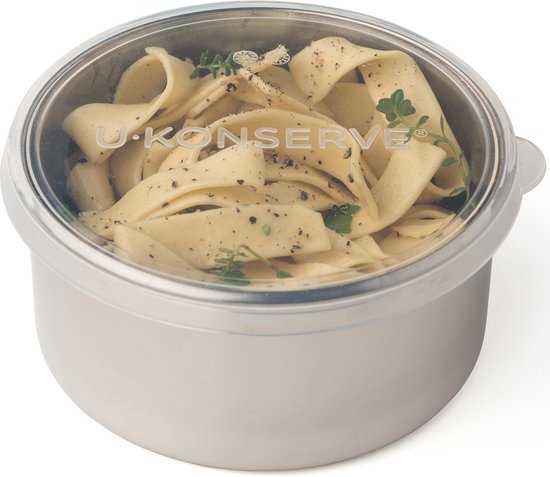 U-Konserve - récipient alimentaire rond en acier inoxydable avec couvercle en silicone - 475ml - transparent