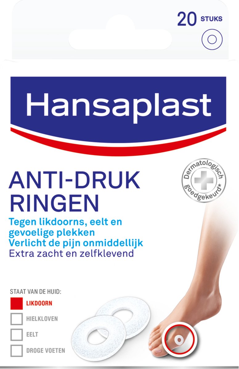 Goedkoopste Hansaplast Anti Drukringen Pleisters - Voet Verzorging - Likdoornpleisters - Likdoorn Verzorging - Eksteroog Pleister - Eeltpit - 20 stuks