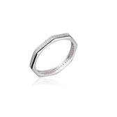 Zilveren Dames Ring met Zwart Zirkonia - Zilveren Dames Ring - Dames Ring met zirkonia - Rechthoekig Eternity Ring Dames - Amona Jewelry