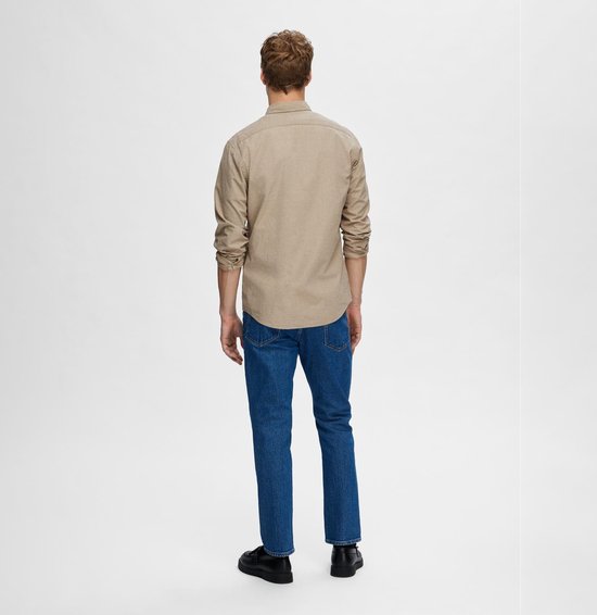 Selected - Heren Overhemden Rick Slim Fit Overhemd Morel - Beige - Maat L