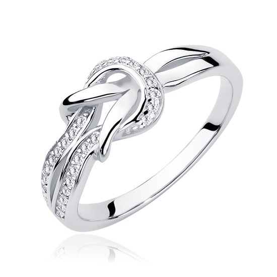 Zilver Ring Dames - Zilveren Ring met eeuwige knoop Zirkonia - Zilver 925 - Amona Jewelry