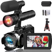 4K Videocamera met Nachtversie - Vlogcamera met LCD-scherm en Oplaadbare Batterijen