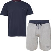 Phil & Co Heren Shortama Korte Pyjama Katoen Navy Blauw - Maat XL
