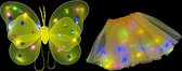 Lichtgevende Vlindervleugels en Rokje / Tutu Mini - Set - Geel - Met Gekleurde Verlichting