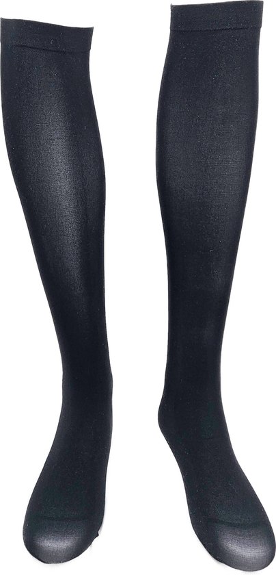 BamBella® Knie kouses net gaas stof Dames - Onesize - Zwart - hoge sokken Kniekousen -