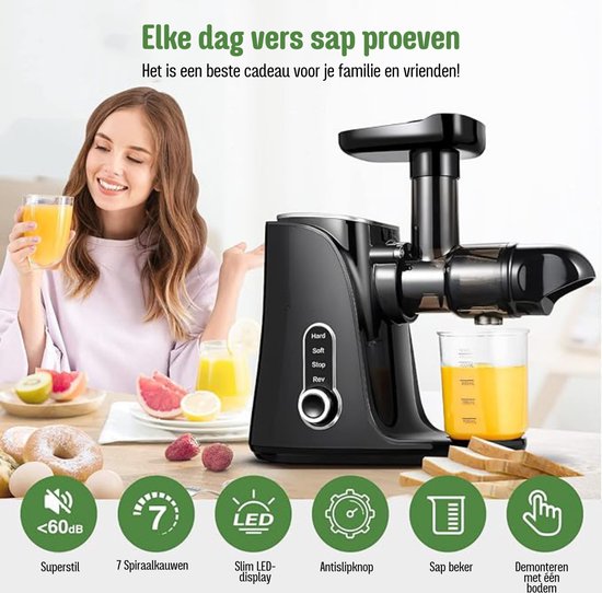 Sapcentrifuge - Slowjuicer - Sapcentrifuges groenten en fruit - Zwart — afbeelding 5