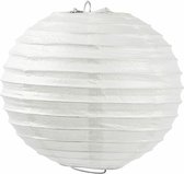 Rijstpapier Lamp Rond - Ronde Papieren Lamp - Lampionlamp Met Standaard - Wit - Dia: 35 cm - 1 stuk