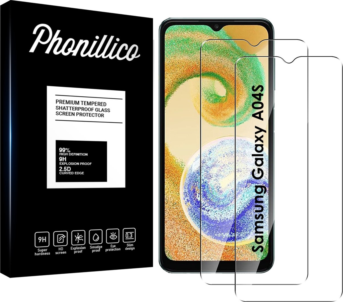 Screenprotector voor Samsung Galaxy A04S - 2 stuks Beschermglas van glas Transparante glazen schermbeschermfolie