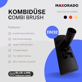 Maxorado Stofzuiger borstel 32mm - vloerzuigmond DN32 combizuigmond geschikt voor AEG, Electrolux, Philips en meer reserveonderdeel – universeel BlueLine combi opzetstuk