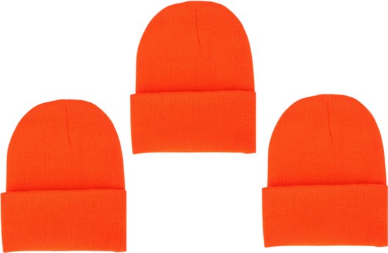 ASTRADAVI Beanie Hats - Muts - Warme Unisex Skimutsen Hoofddeksels - 3 Stuks Winter Mutsen - Oranje