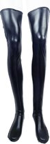 BamBella® - Bas hauts - Taille unique - Zwart brillant Wetlook - Chaussettes hautes sexy de Super Glans Chaussettes pour femmes