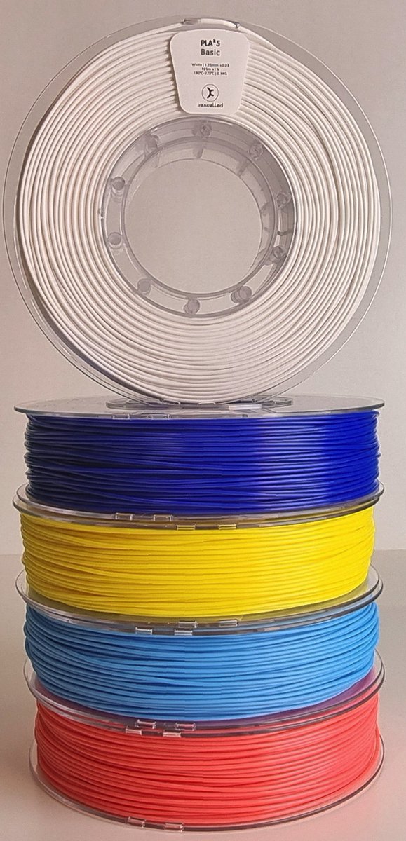Kexcelled PLA Combideal 5 x 500g = 2,5kg (Wit, Blauw, Geel, Luchtblauw + Roze) 3D Printer filament