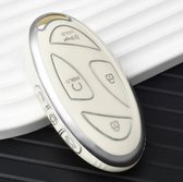 Siliconen Remote Cover Key Case key cover Wit Grijs voor Hyundai Grandeur GN7 Kona Ioniq