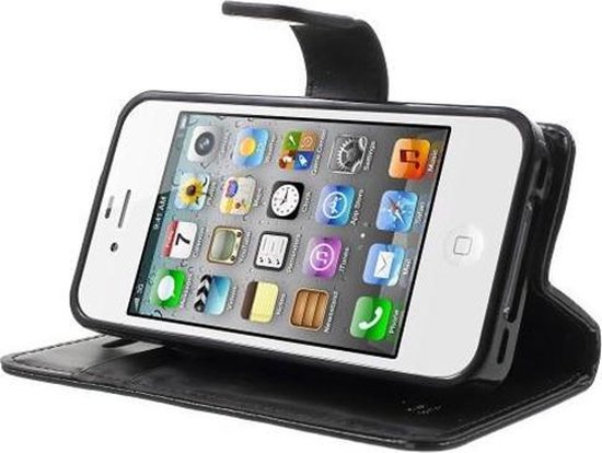 iphone 4 hoesje bookcase zwart - Apple iPhone hoesje wallet case... bol.com