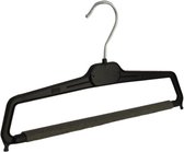 De Kledinghanger Gigant - 30 x Broekhanger / pantalonhanger kunststof zwart met anti-slip broeklat (2 mm schuim), 36 cm