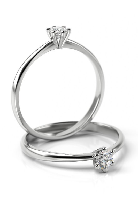 Schitterende Aanzoeksring verlovingsring 14 Karaat Wit Goud met Diamant | Jonline 17.25 mm. maat 54