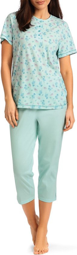 Comtessa - Dames Pyjama - 7/8 broek - Katoen - mint groen - Maat 40