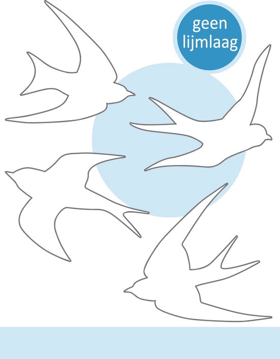 Raamstickers Vogels 4-Delig - Statische Sticker Raamsticker Vogels - Zwaluwen - Raamdecoratie - Decoratie Vogels