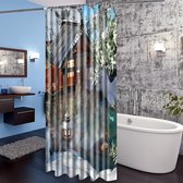 Douchegordijn, anti-schimmel, douchegordijn voor badkuip, textiel, badkamer, warme bronnen, wasbaar, waterafstotend, met 12 douchegordijnringen (180 x 180 cm)