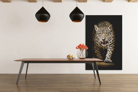 Canvas Schilderij - Wilde Dieren - Luipaard - Bruin - Zwart - 60x40 cm