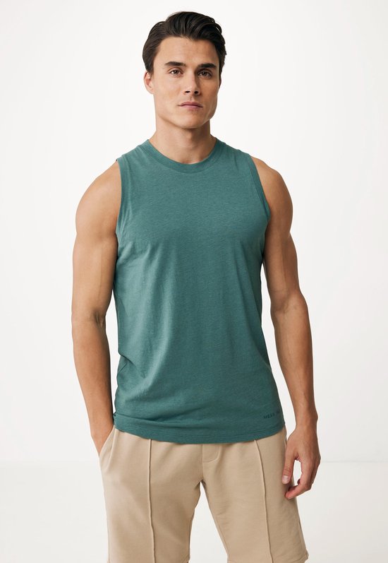 Sleeveless Top Linen Blend Mannen - Donker Groen - Maat XL