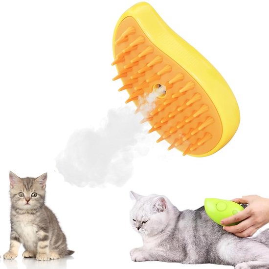 Zelfreinigende Zachte Stoomborstel Voor Katten en Honden - Haarverwijderaar - Kattenborstel op stoom - Hondenborstel op stoom - Kattenkam - Kortharig – Langharig