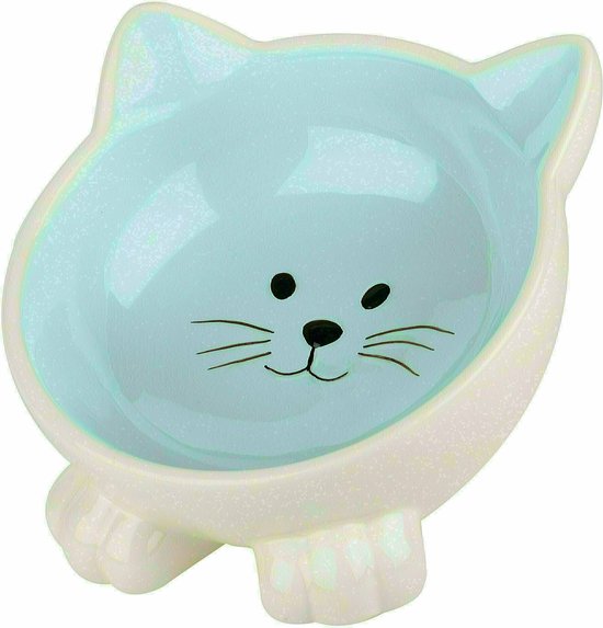 Happy Pet voerbak kat orb blauw/creme