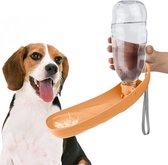 Hondenwaterfles, 550 ml, hondenwaterfles voor onderweg drinkbak voor katten, gemakkelijk mee te nemen, opvouwbare hondendrinkfles voor buitenactiviteiten, oranje
